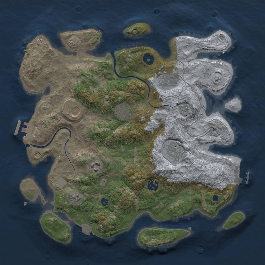Rust Map: Procedural Map, Size: 3500, Seed: 7829342, 12 Monuments