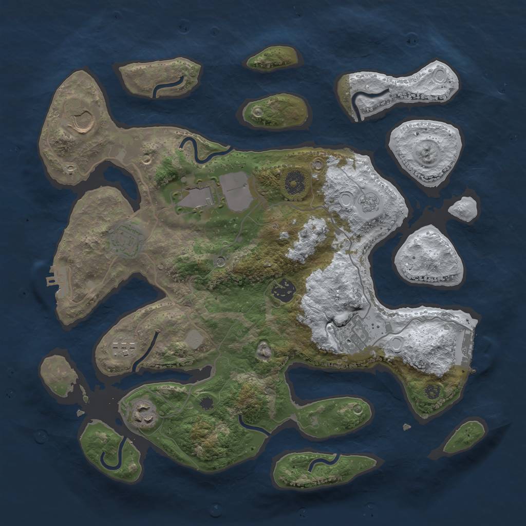 Rust Map: Procedural Map, Size: 3500, Seed: 7829342, 16 Monuments