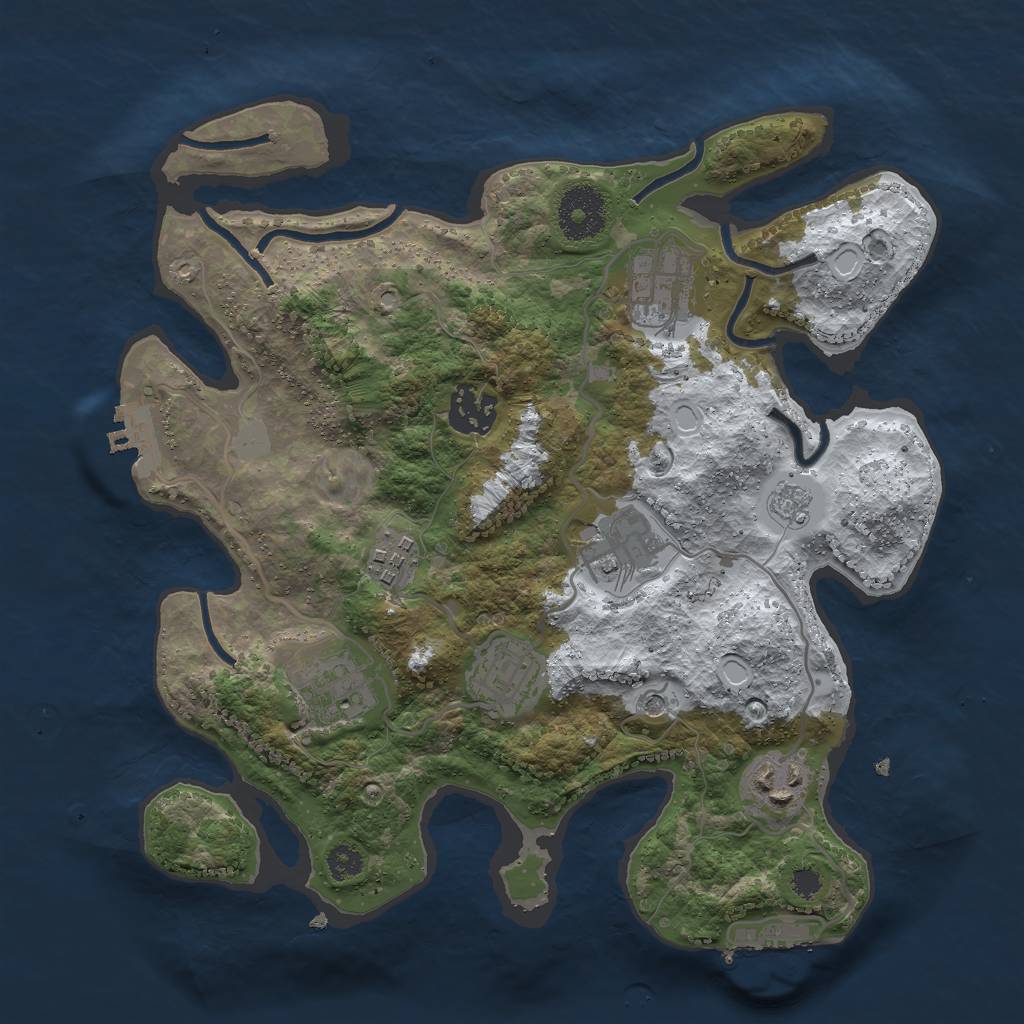 Rust Map: Procedural Map, Size: 3000, Seed: 67635, 16 Monuments