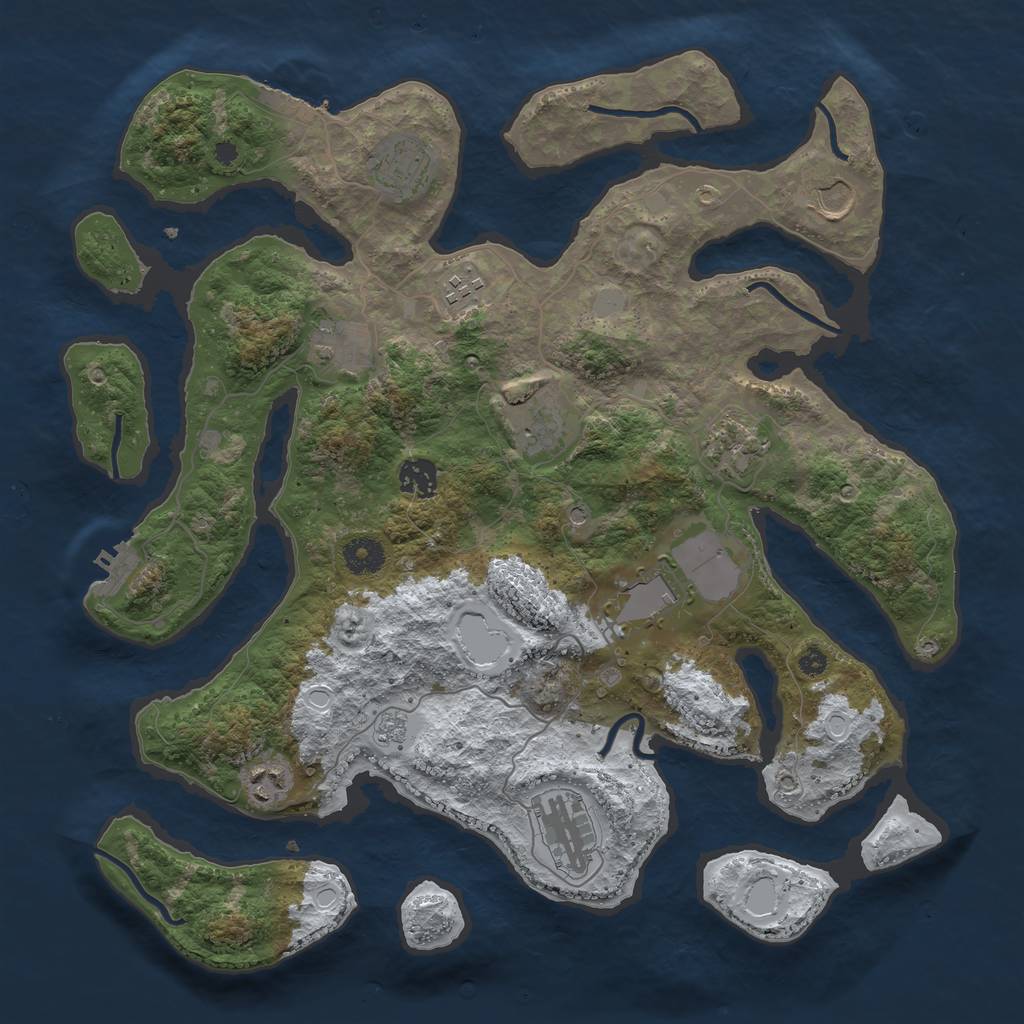 Rust Map: Procedural Map, Size: 3850, Seed: 1826006611, 19 Monuments