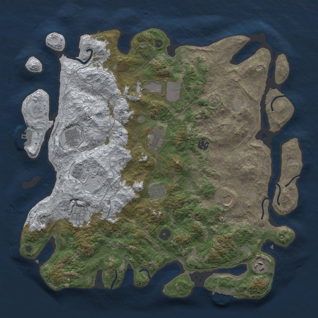 Rust Map: Procedural Map, Size: 4250, Seed: 543196428, 18 Monuments