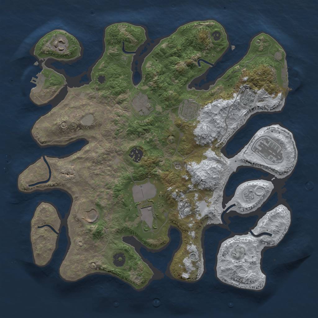 Rust Map: Procedural Map, Size: 3500, Seed: 1467686452, 18 Monuments
