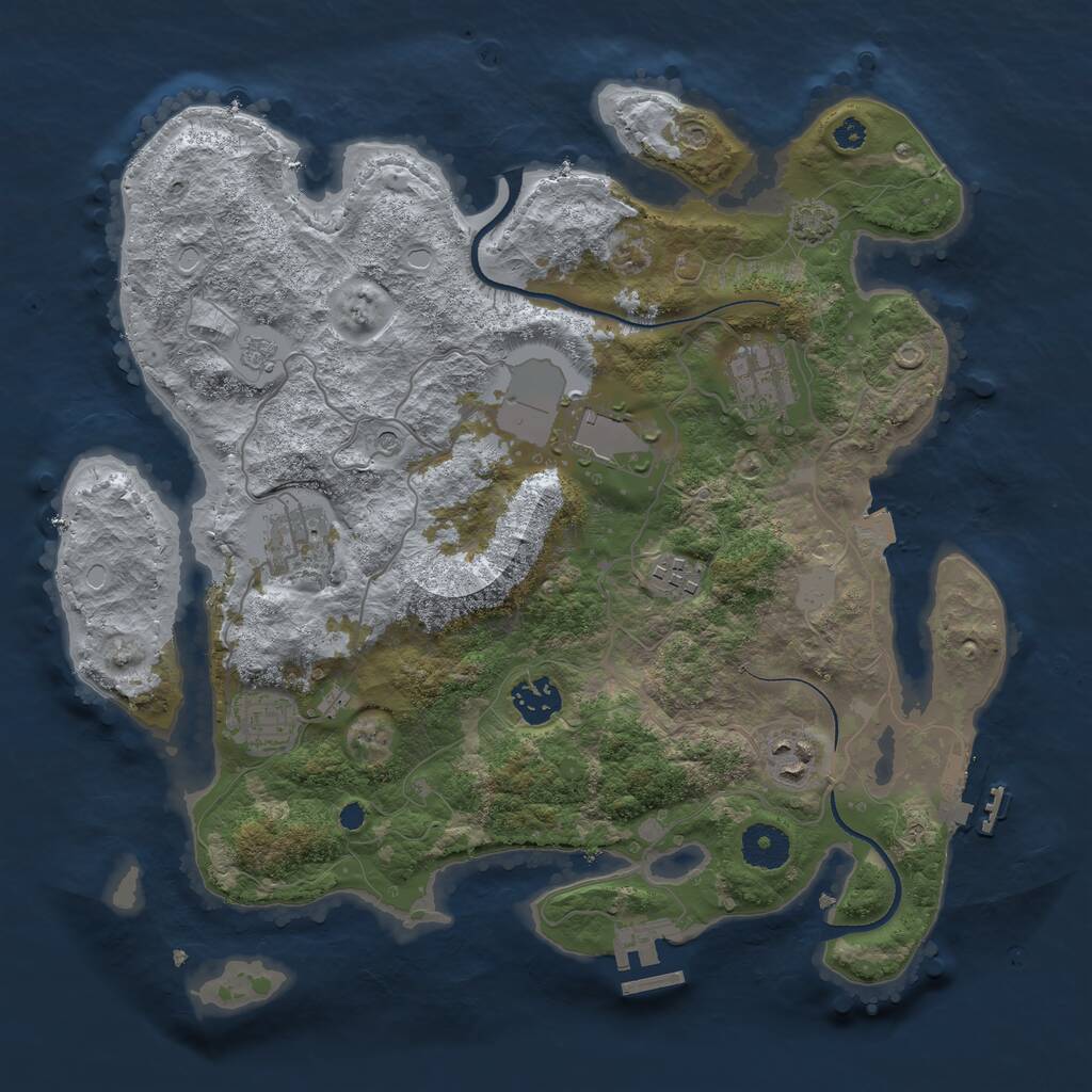 Rust Map: Procedural Map, Size: 3500, Seed: 4962686, 13 Monuments