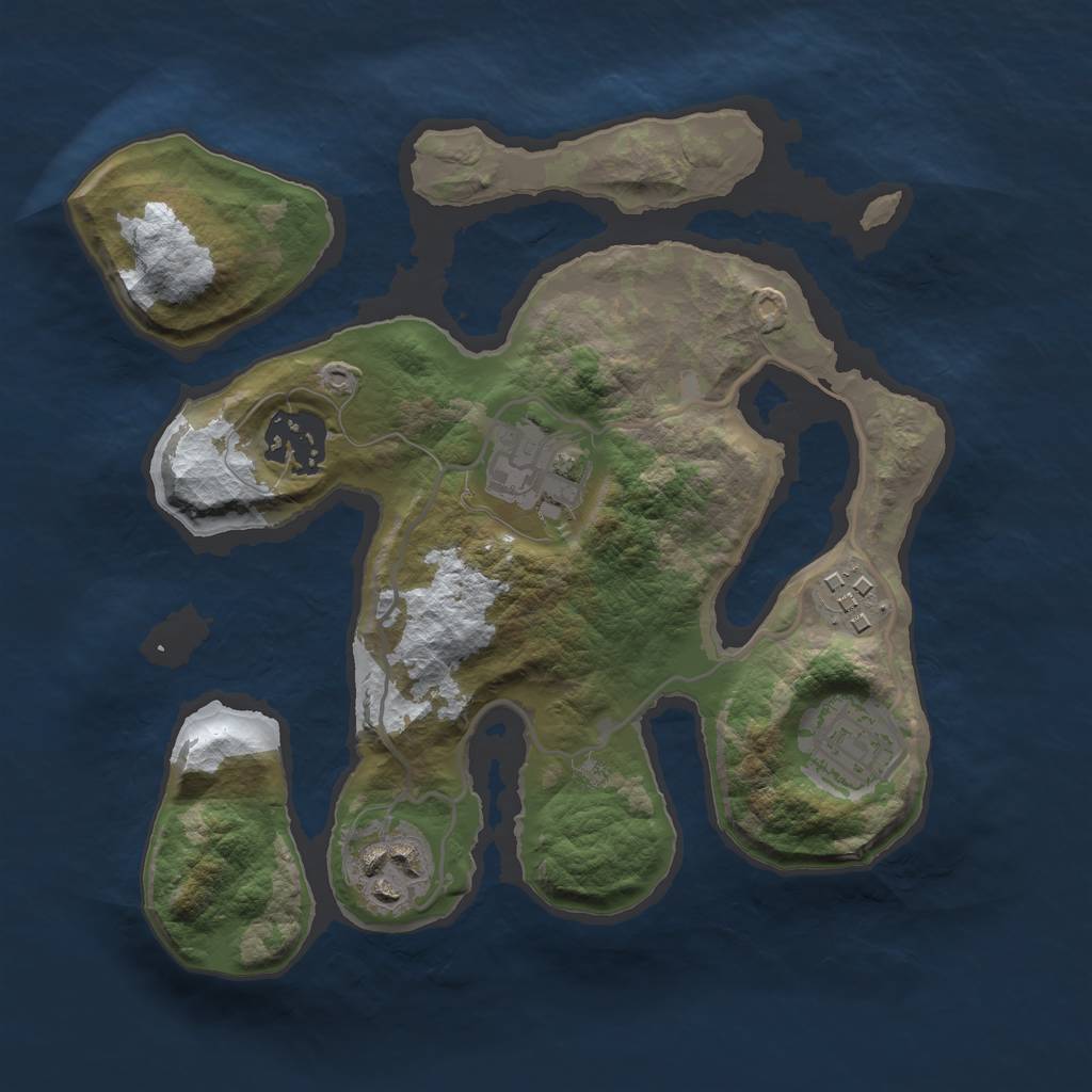 Rust Map: Barren, Size: 2500, Seed: 119, 7 Monuments