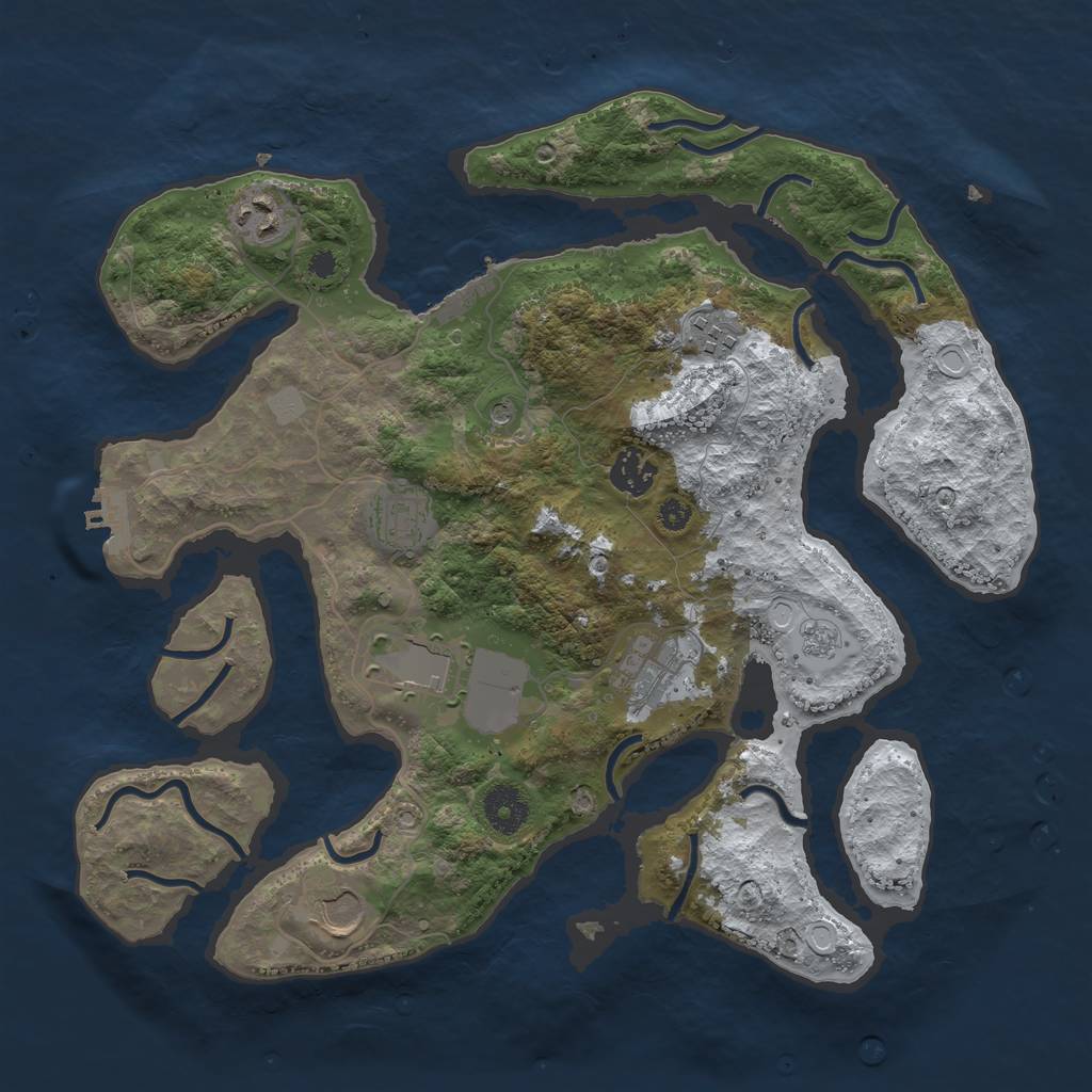 Rust Map: Procedural Map, Size: 3550, Seed: 965837, 16 Monuments