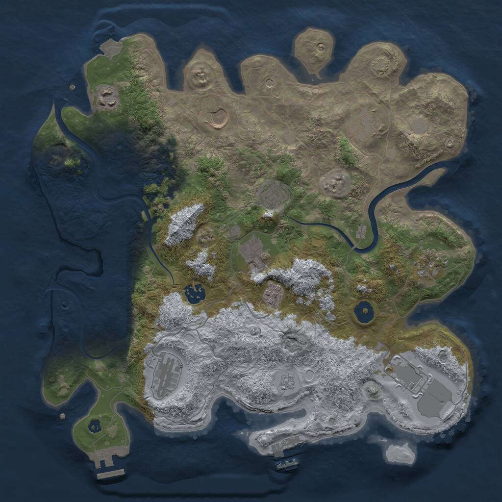 Rust Map: Procedural Map, Size: 3700, Seed: 368203473, 16 Monuments