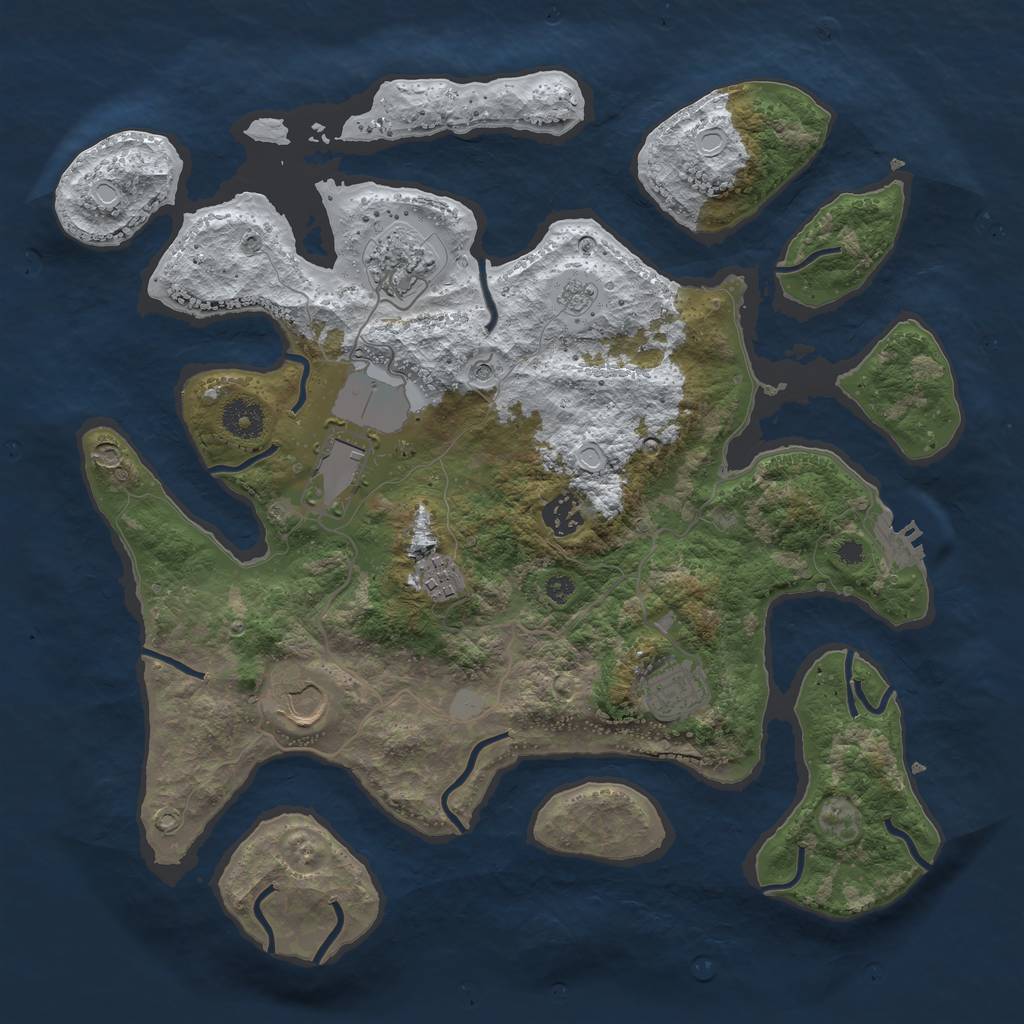 Rust Map: Procedural Map, Size: 3700, Seed: 1755860400, 14 Monuments
