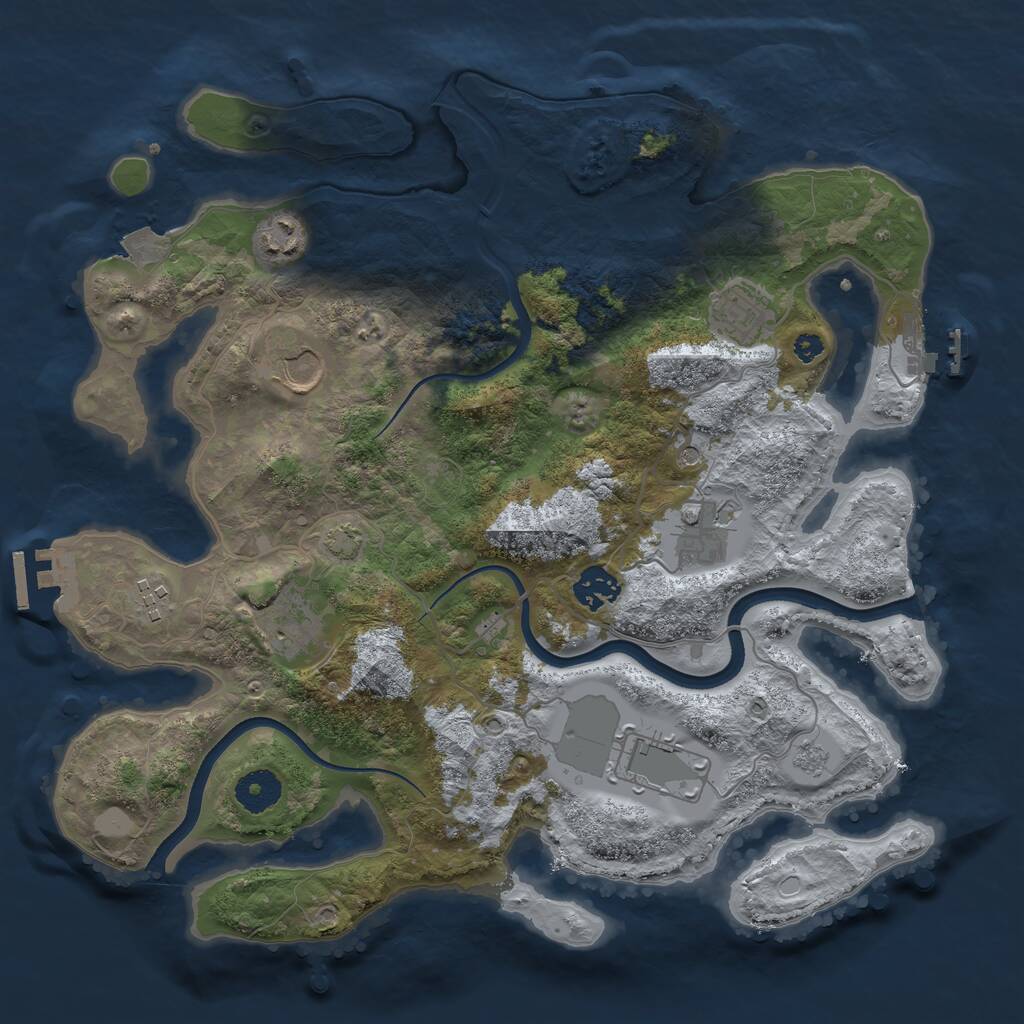 Rust Map: Procedural Map, Size: 3550, Seed: 862971, 14 Monuments