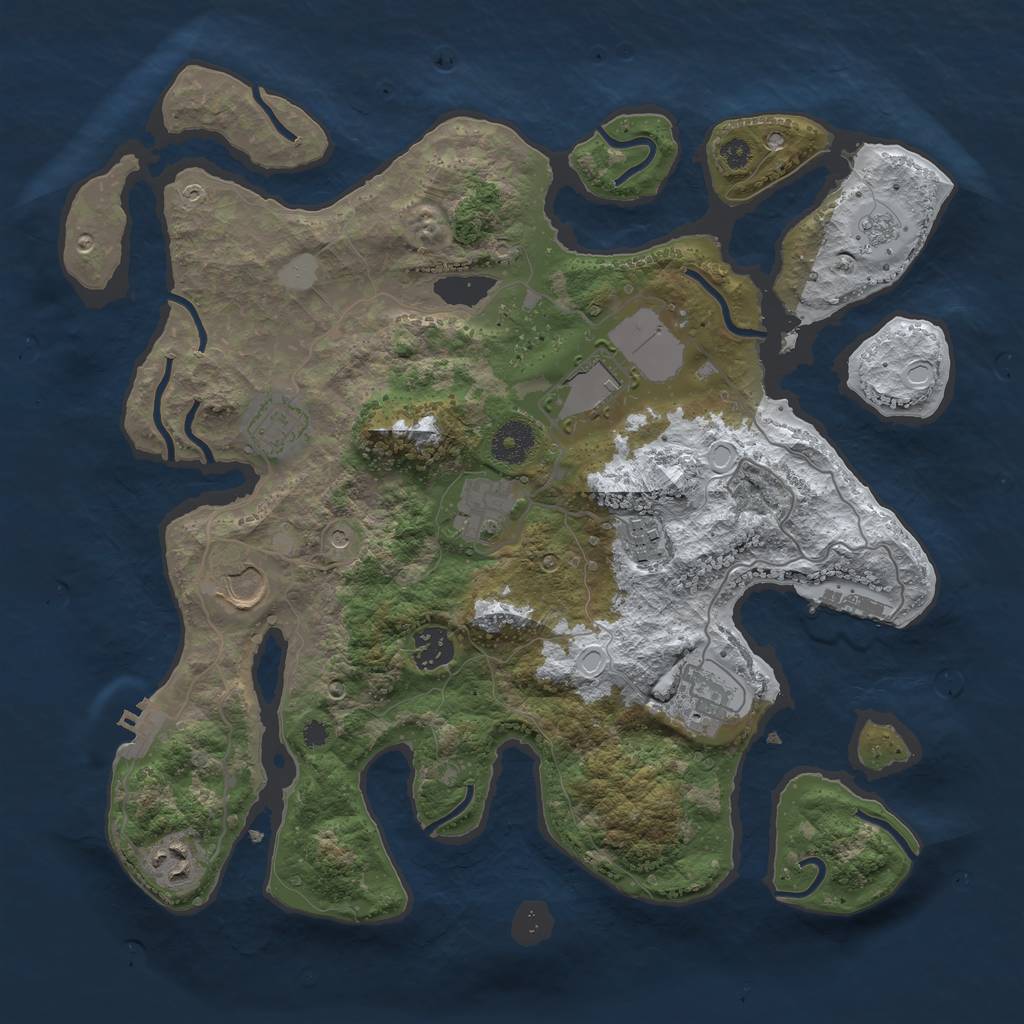 Rust Map: Procedural Map, Size: 3600, Seed: 348706432, 17 Monuments