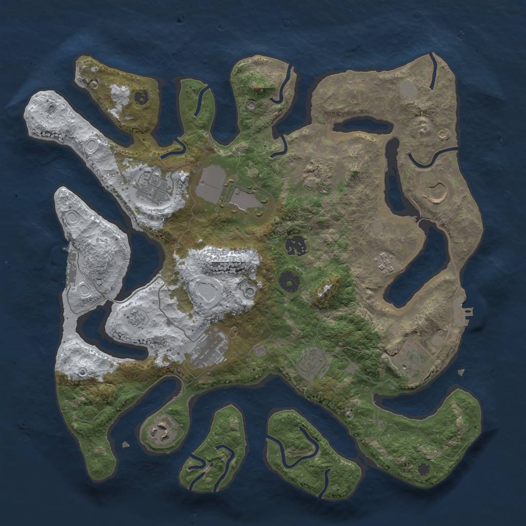 Rust Map: Procedural Map, Size: 3800, Seed: 2012197891, 19 Monuments