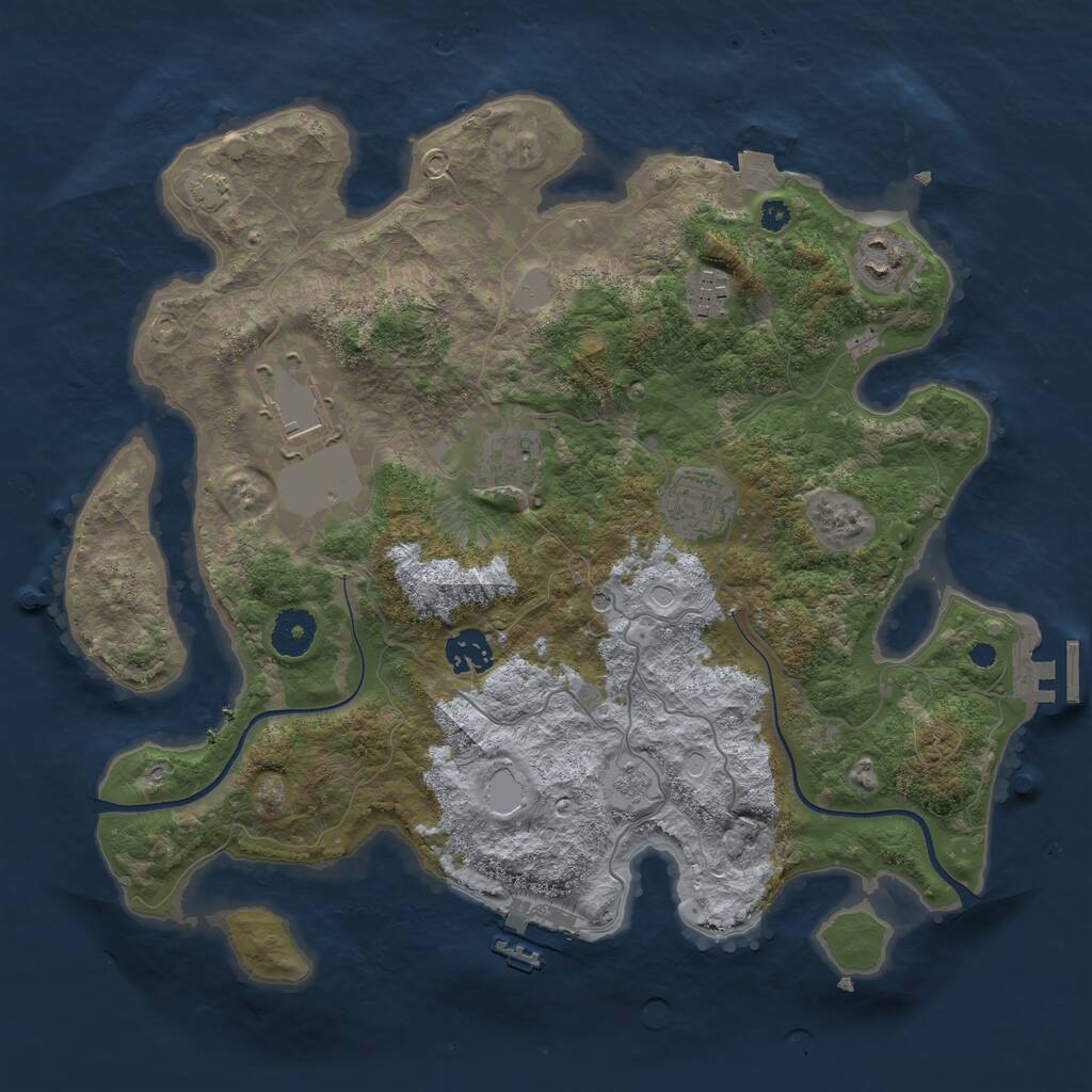 Rust Map: Procedural Map, Size: 3550, Seed: 660639, 12 Monuments