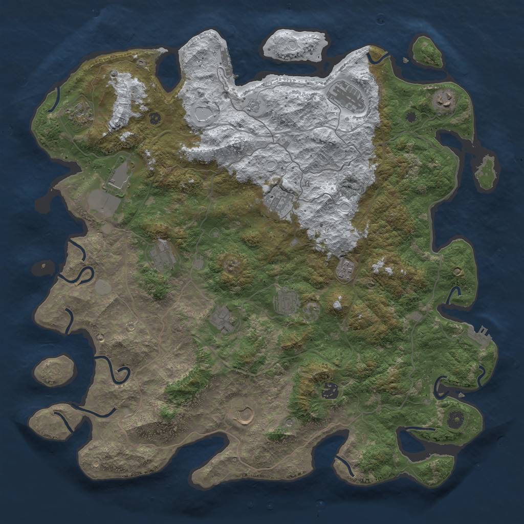 Rust Map: Procedural Map, Size: 4500, Seed: 909994644, 20 Monuments