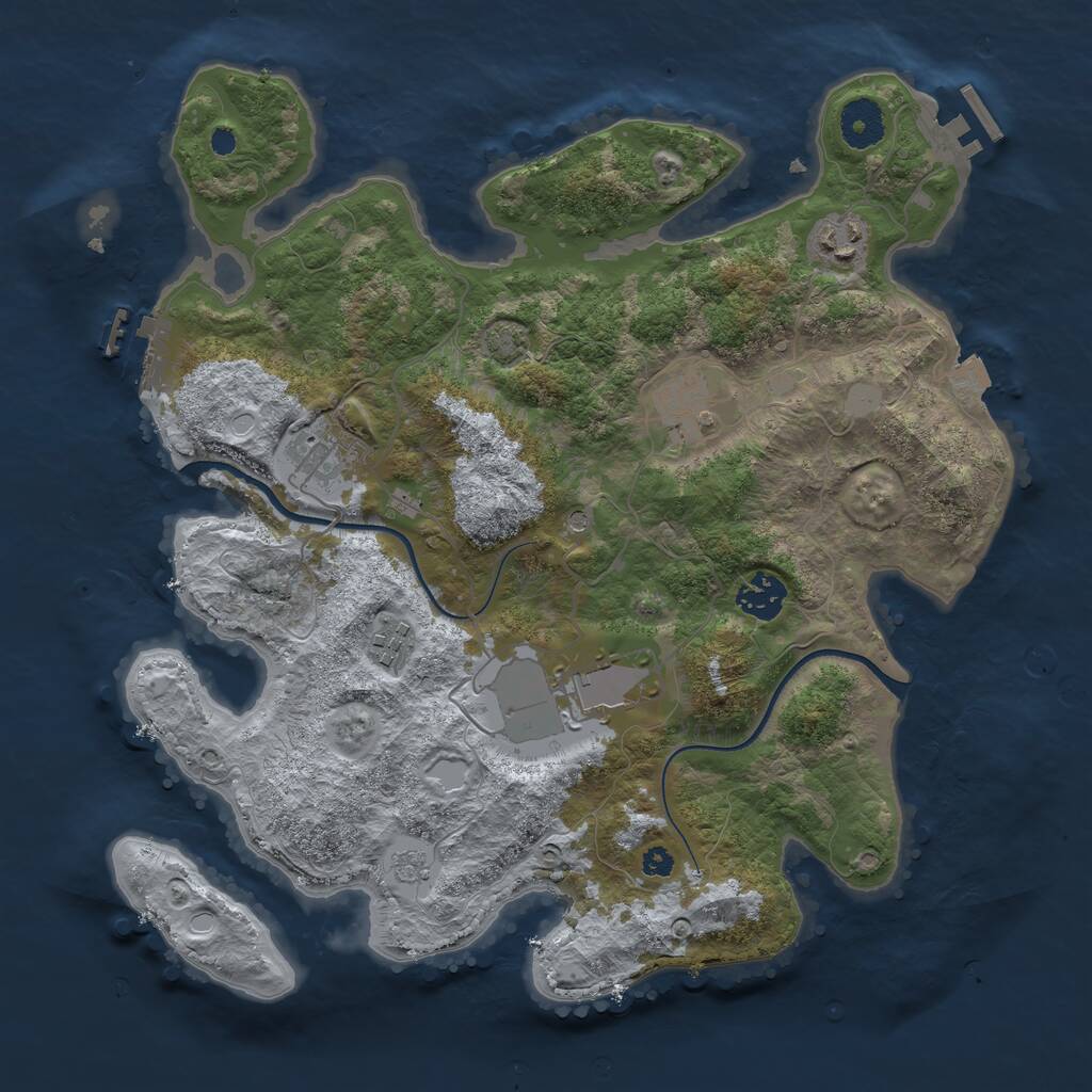 Rust Map: Procedural Map, Size: 3500, Seed: 310342255, 12 Monuments