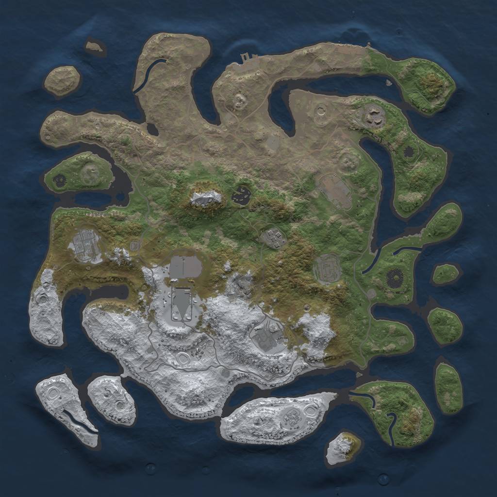 Rust Map: Procedural Map, Size: 4000, Seed: 861581506, 17 Monuments