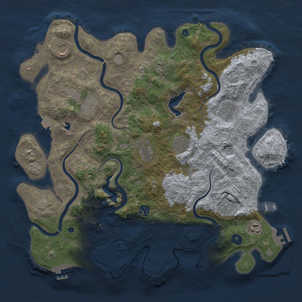 Rust Map: Procedural Map, Size: 4100, Seed: 1975264211, 16 Monuments
