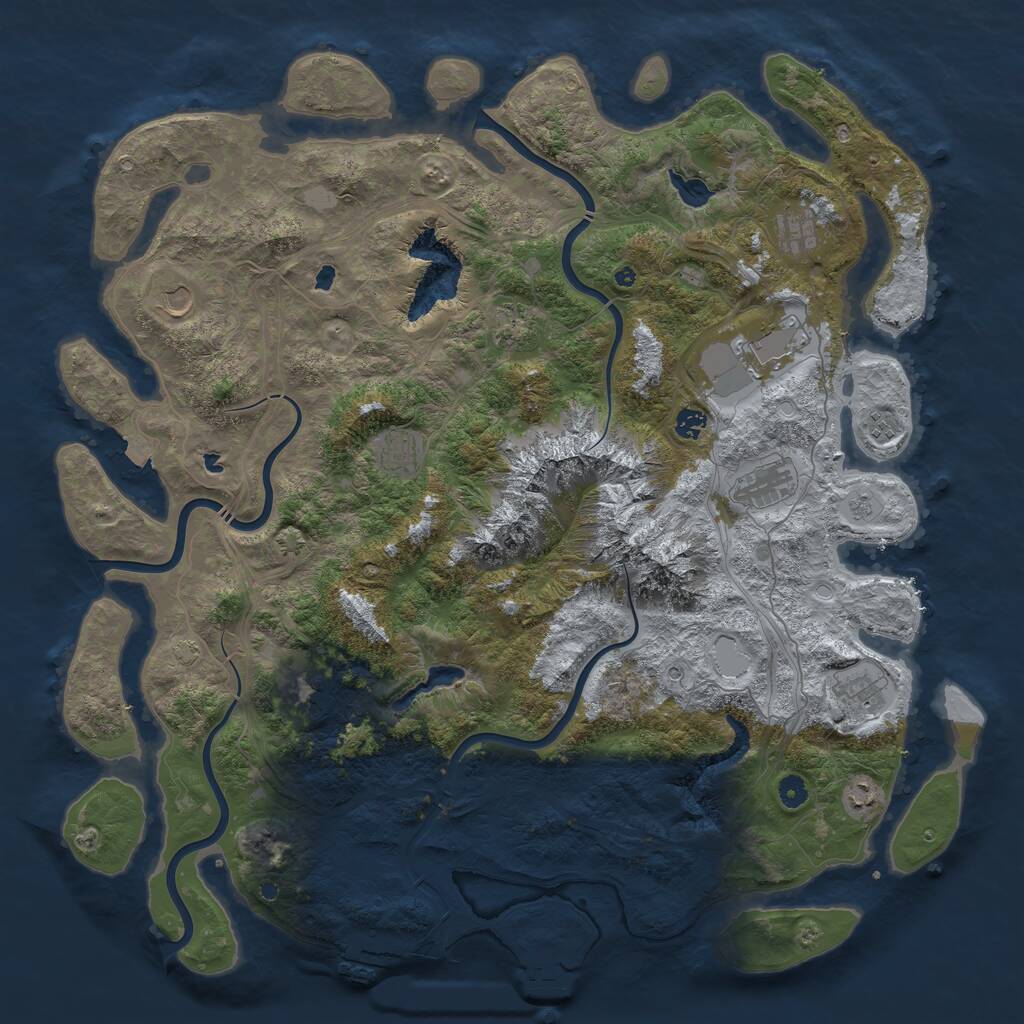 Rust Map: Procedural Map, Size: 5000, Seed: 2013238064, 17 Monuments