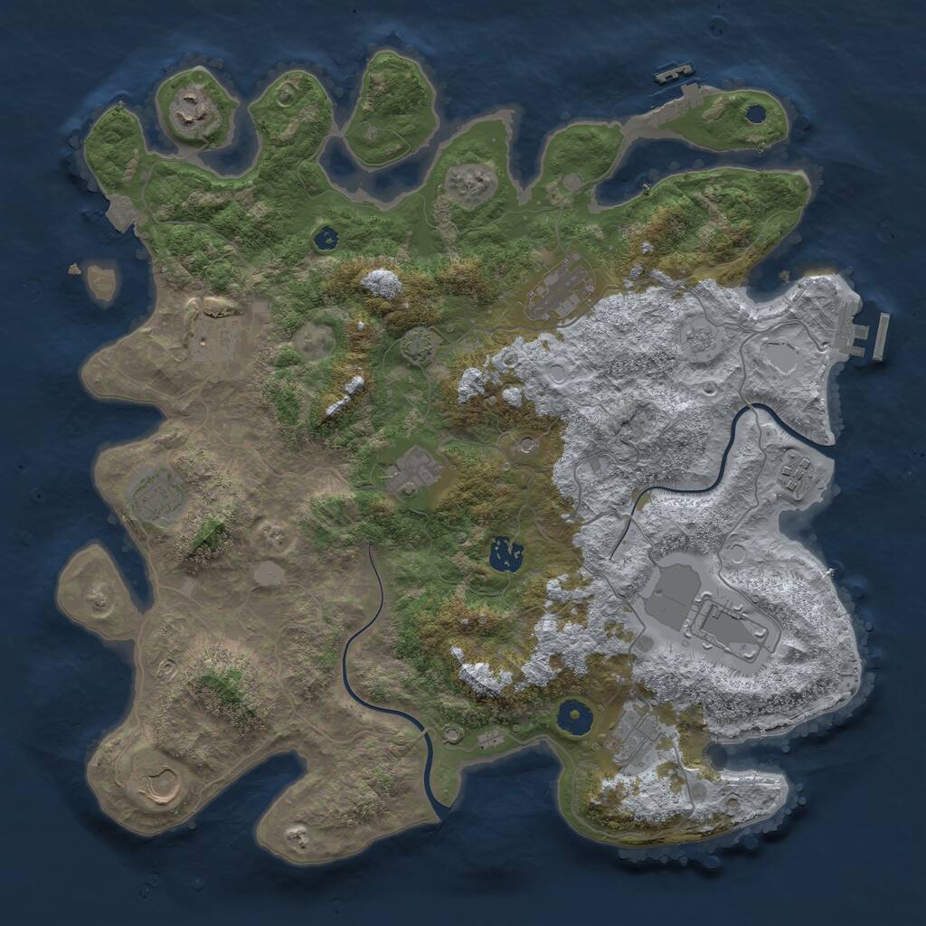 Rust Map: Procedural Map, Size: 3950, Seed: 178937513, 16 Monuments