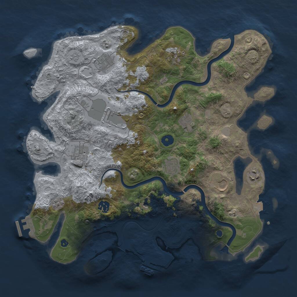 Rust Map: Procedural Map, Size: 3800, Seed: 953906174, 16 Monuments