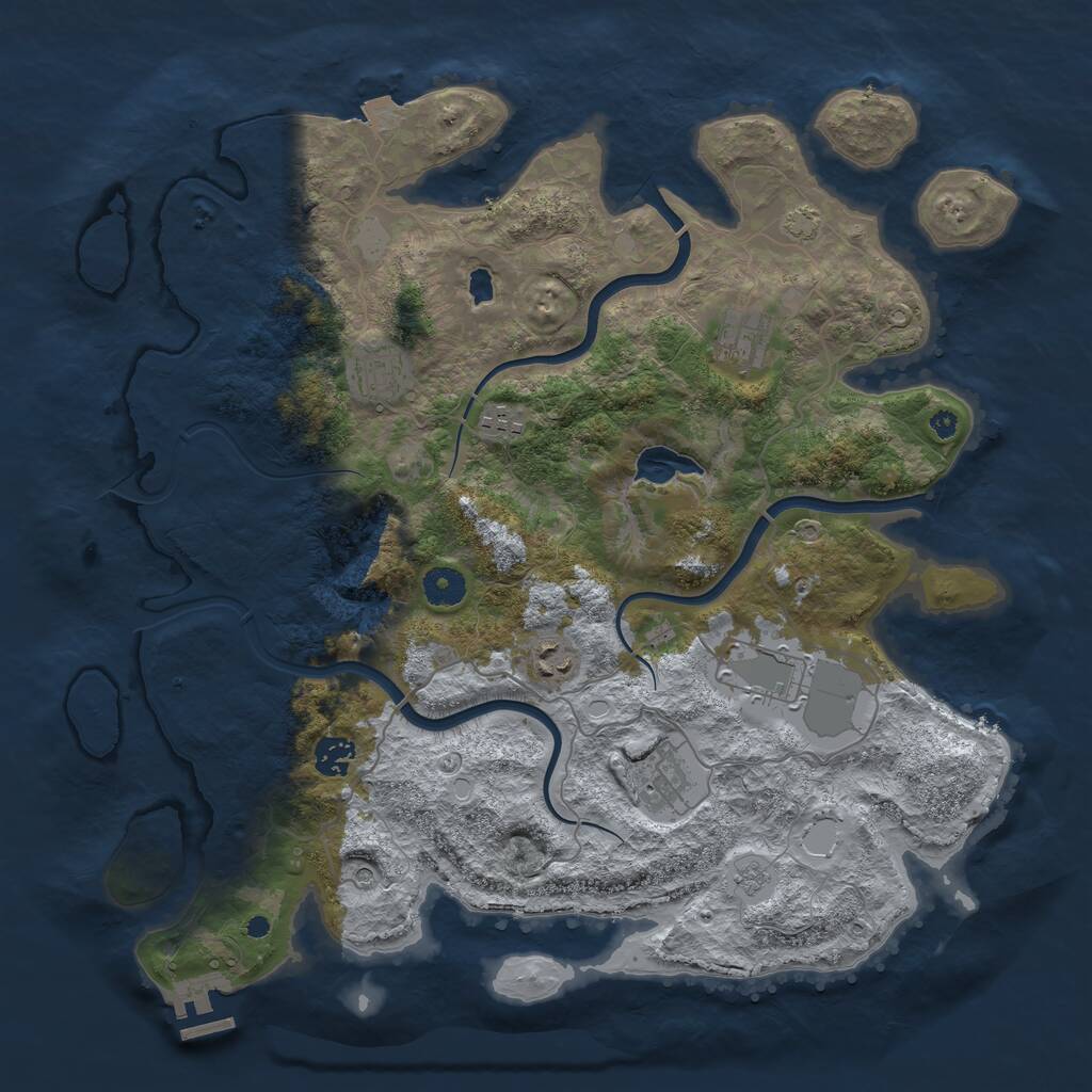 Rust Map: Procedural Map, Size: 4000, Seed: 350141672, 12 Monuments