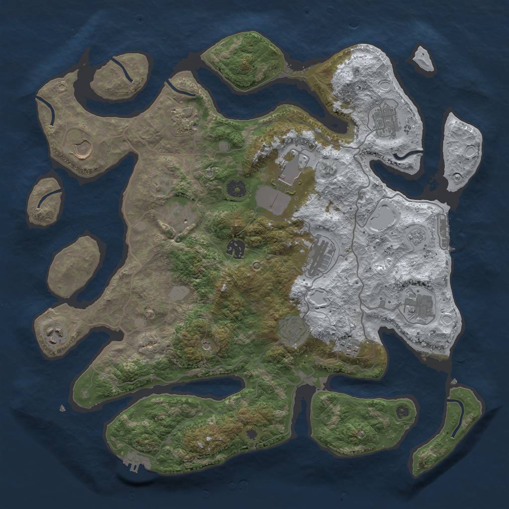 Rust Map: Procedural Map, Size: 4000, Seed: 738245350, 20 Monuments