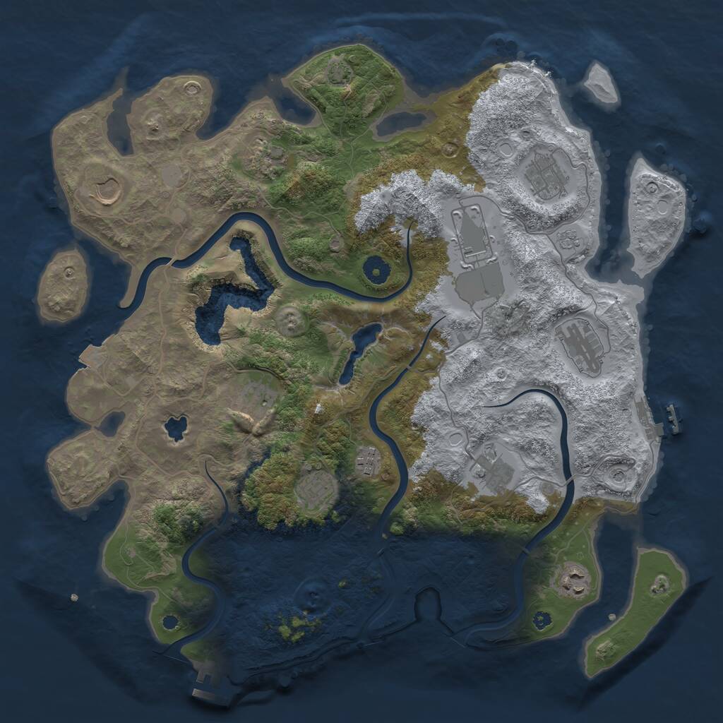 Rust Map: Procedural Map, Size: 4000, Seed: 738245350, 16 Monuments
