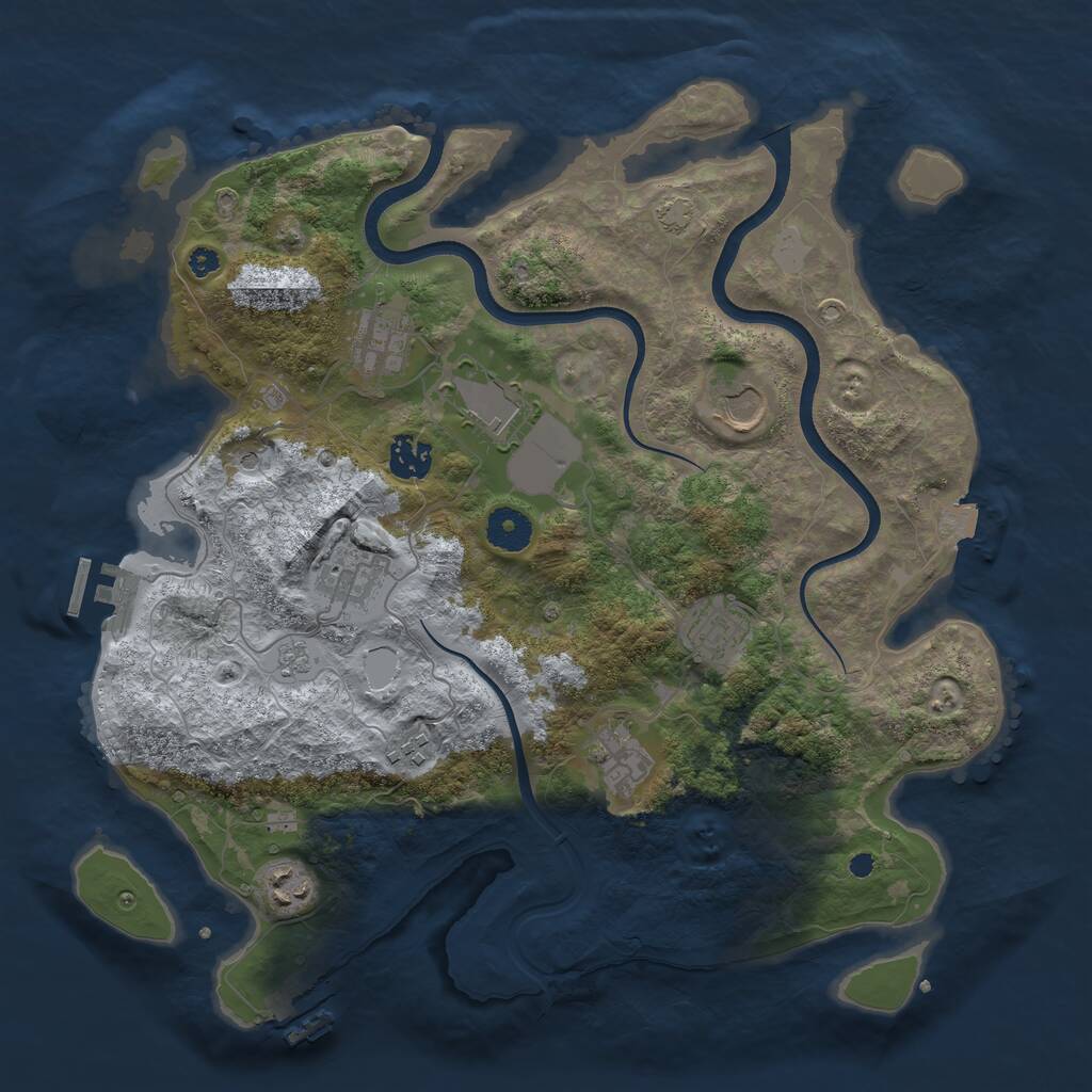 Rust Map: Procedural Map, Size: 3700, Seed: 2934363, 15 Monuments