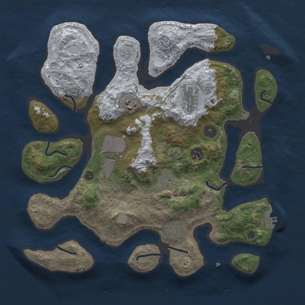 Rust Map: Procedural Map, Size: 3550, Seed: 286608, 14 Monuments