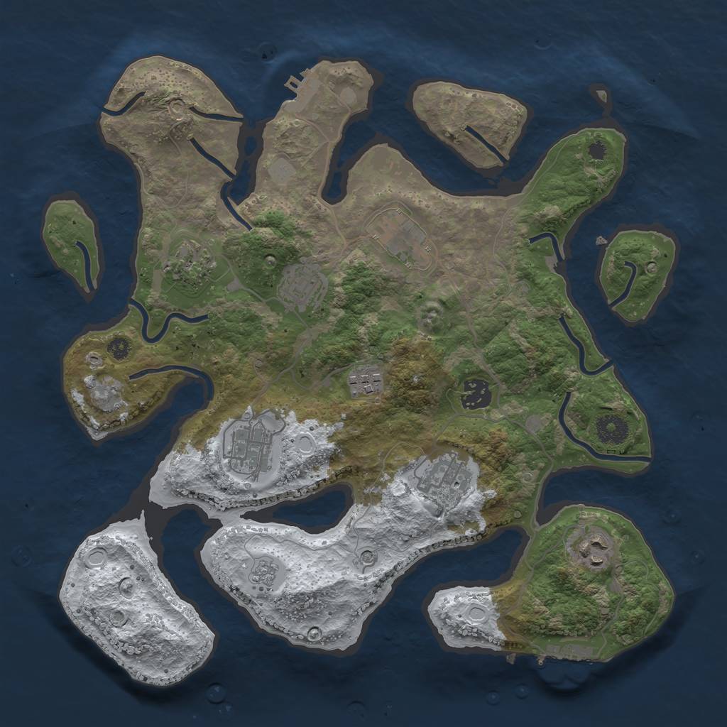 Rust Map: Procedural Map, Size: 3450, Seed: 2147483647, 17 Monuments