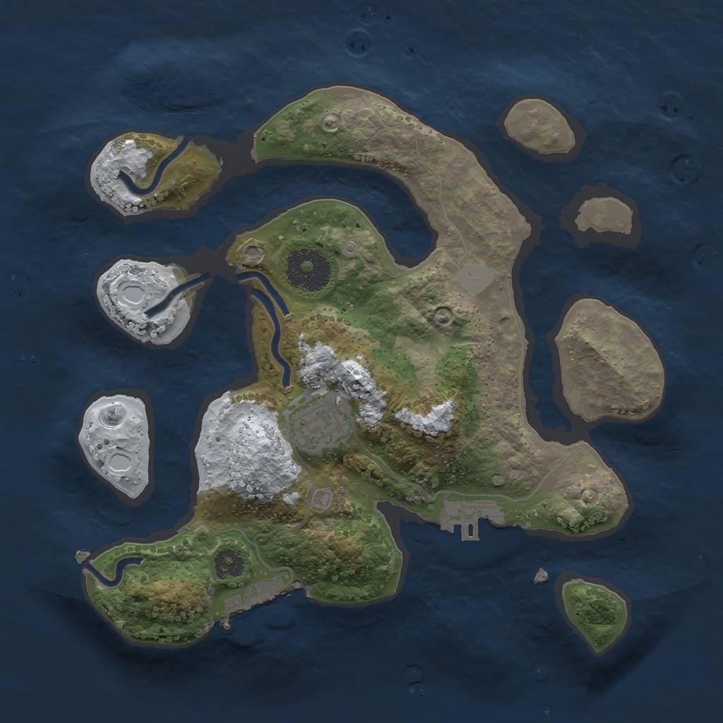 Rust Map: Procedural Map, Size: 2500, Seed: 9865731, 8 Monuments