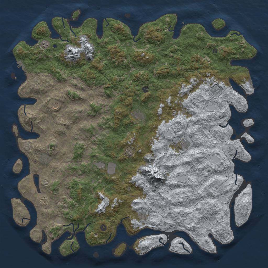 Rust Map: Procedural Map, Size: 6000, Seed: 2506, 20 Monuments