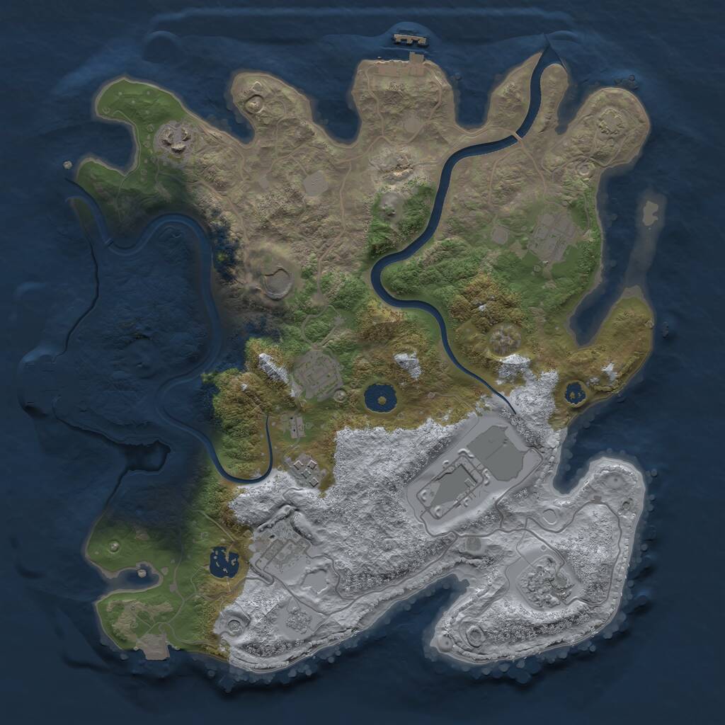 Rust Map: Procedural Map, Size: 3500, Seed: 2105773597, 15 Monuments