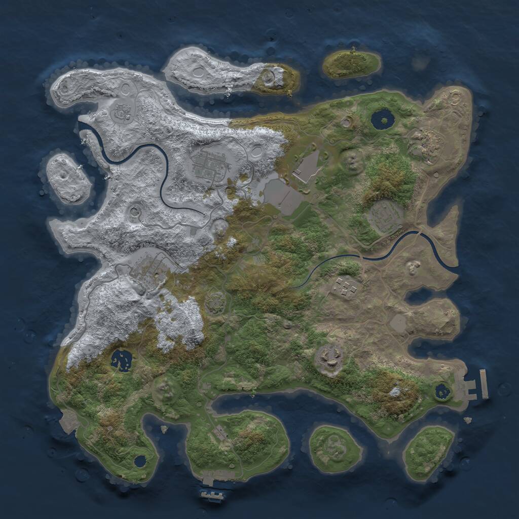 Rust Map: Procedural Map, Size: 3550, Seed: 459681, 14 Monuments