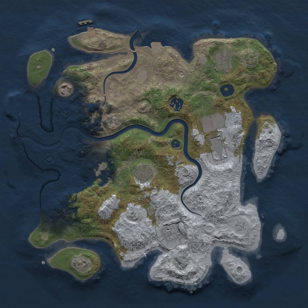 Rust Map: Procedural Map, Size: 3500, Seed: 422469791, 14 Monuments