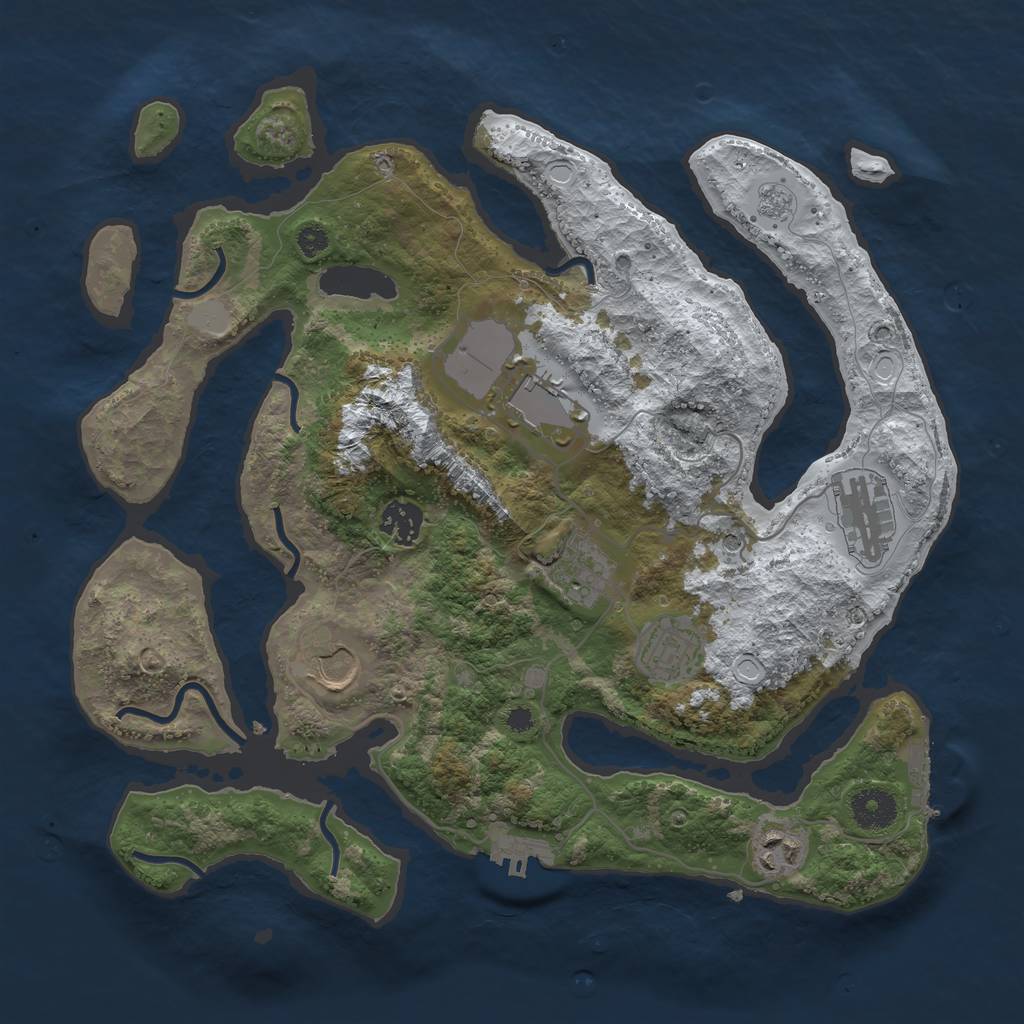 Rust Map: Procedural Map, Size: 3550, Seed: 325139, 16 Monuments
