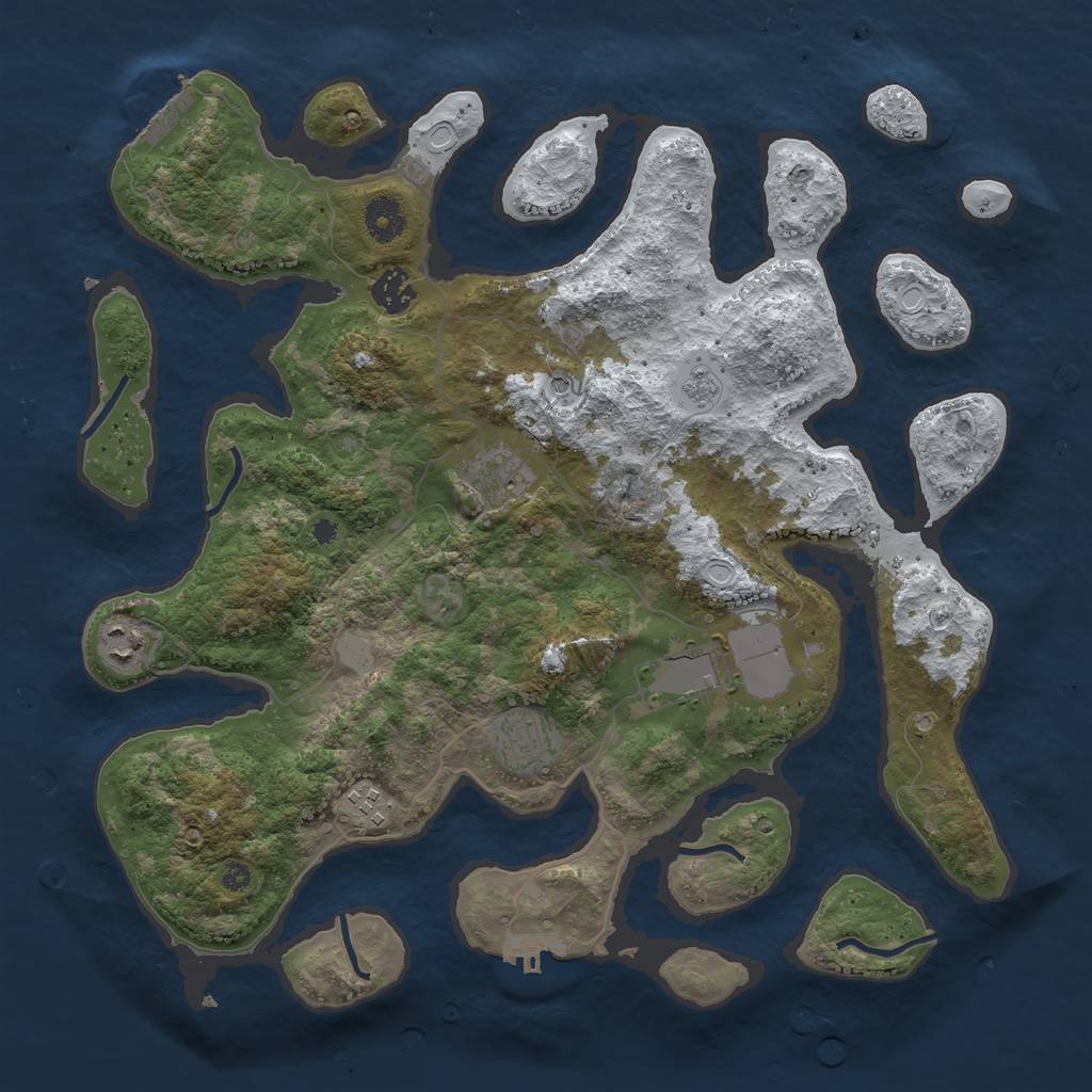 Rust Map: Procedural Map, Size: 3800, Seed: 2038461, 15 Monuments