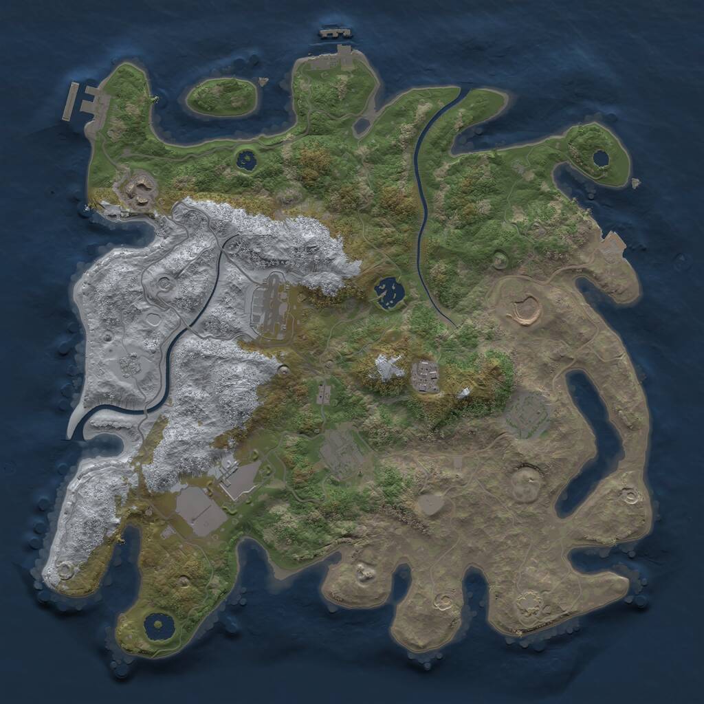 Rust Map: Procedural Map, Size: 3600, Seed: 2021491857, 14 Monuments