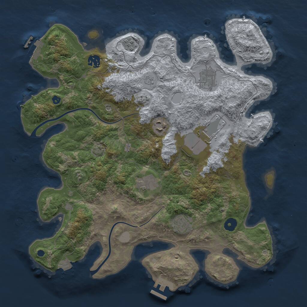 Rust Map: Procedural Map, Size: 3600, Seed: 1419397162, 13 Monuments