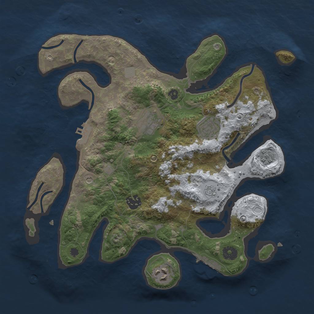 Rust Map: Procedural Map, Size: 3200, Seed: 572041591, 14 Monuments