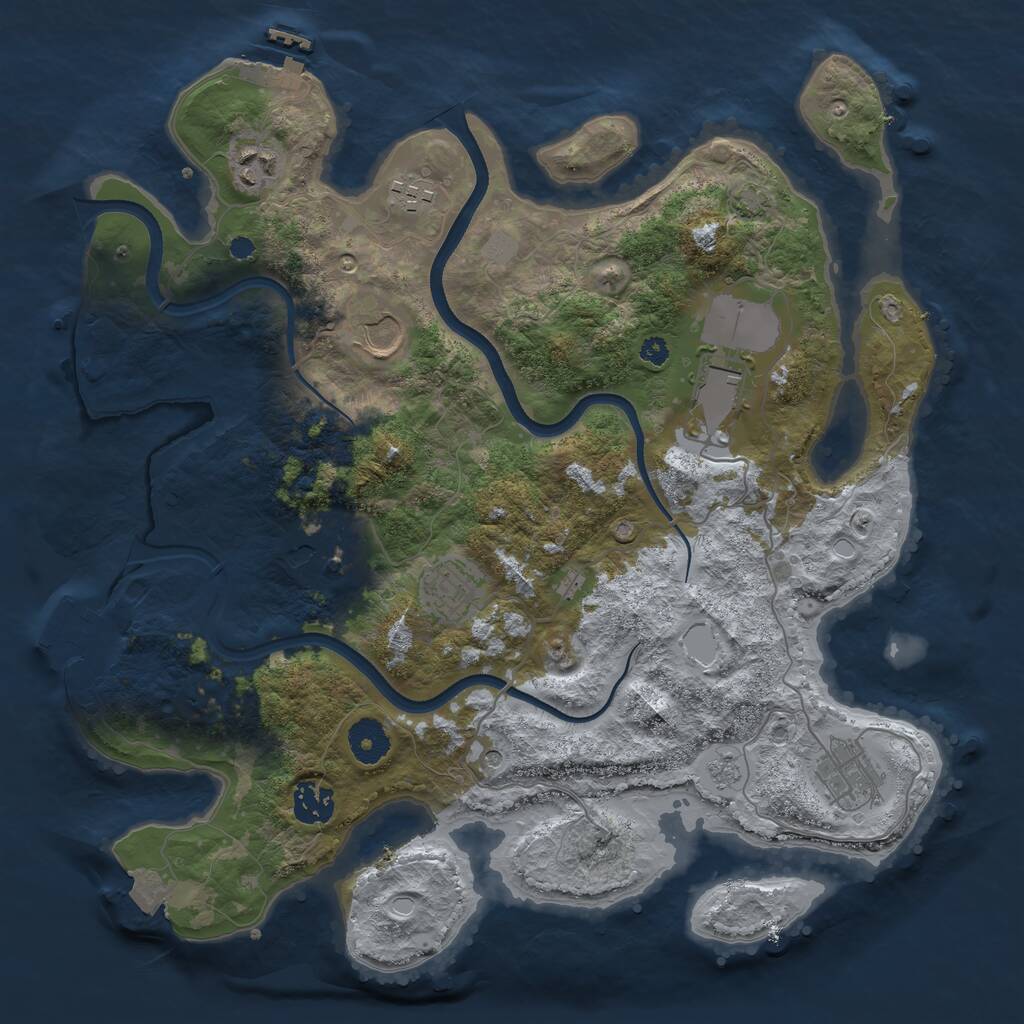 Rust Map: Procedural Map, Size: 3600, Seed: 304883911, 14 Monuments