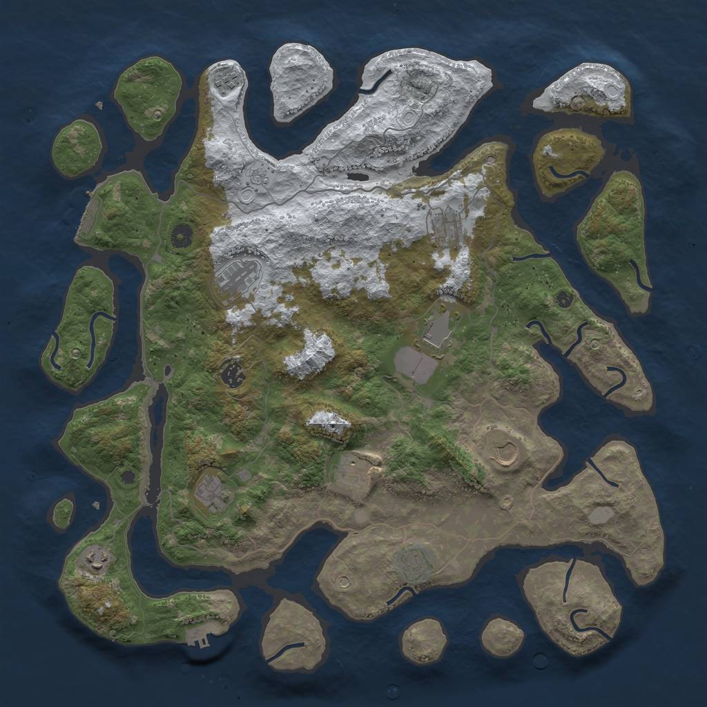 Rust Map: Procedural Map, Size: 4500, Seed: 2855, 19 Monuments