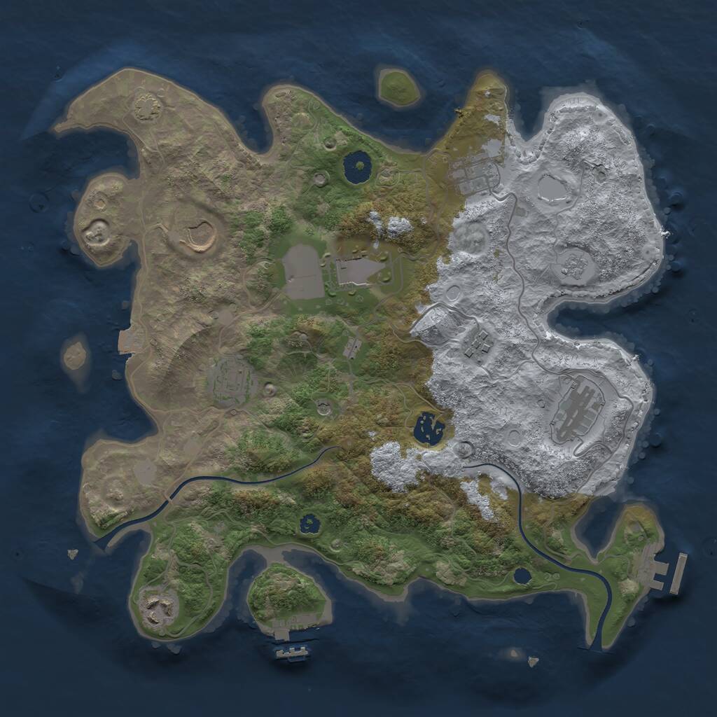Rust Map: Procedural Map, Size: 3500, Seed: 1274660223, 14 Monuments