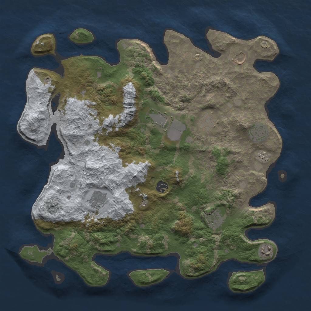 Rust Map: Barren, Size: 4000, Seed: 1699682002, 12 Monuments