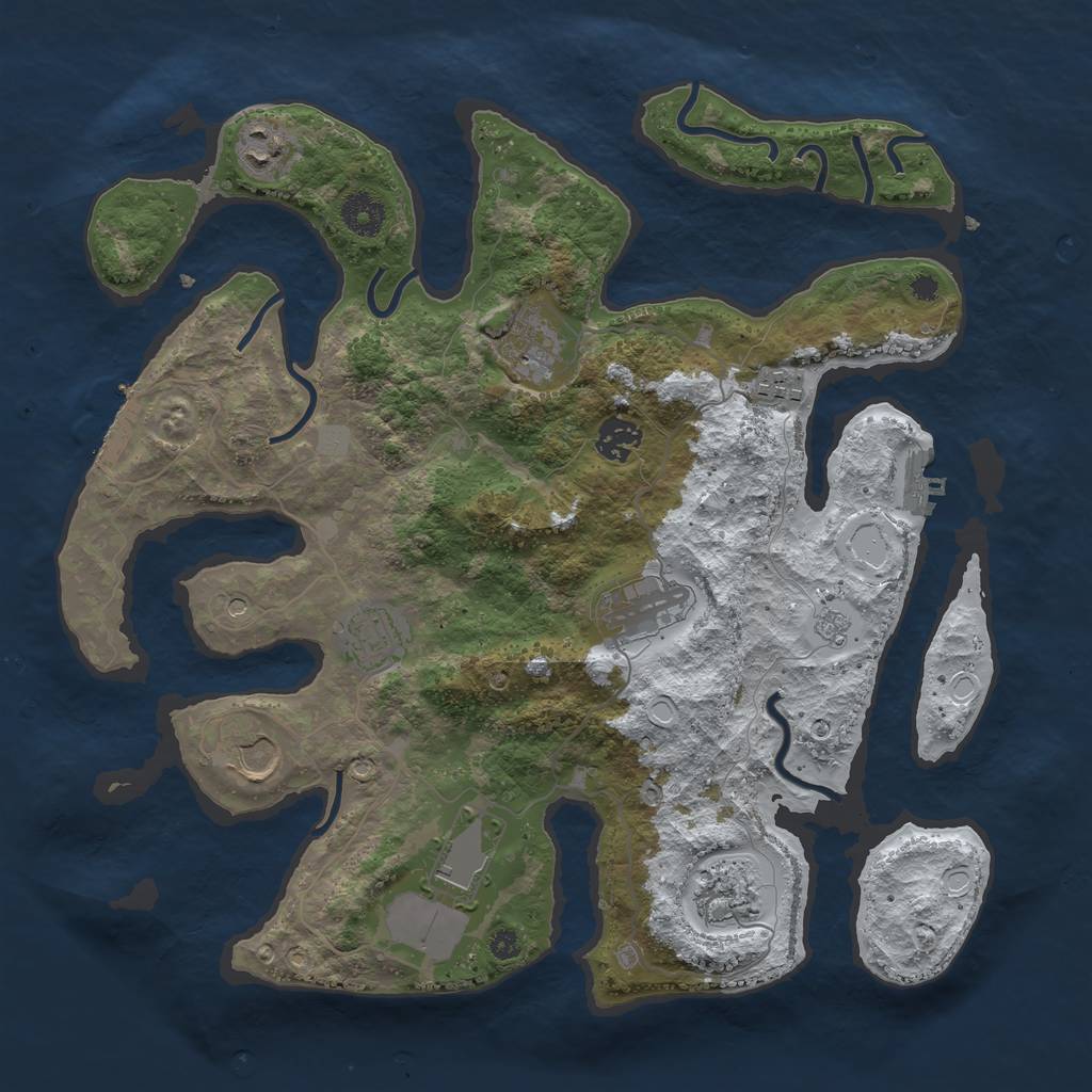 Rust Map: Procedural Map, Size: 3700, Seed: 629826401, 18 Monuments