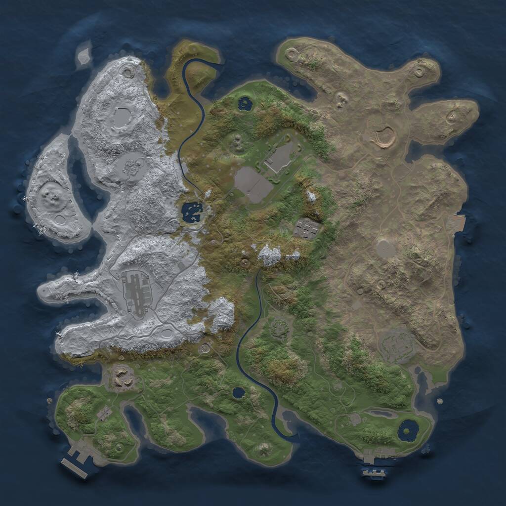 Rust Map: Procedural Map, Size: 3500, Seed: 767646335, 13 Monuments