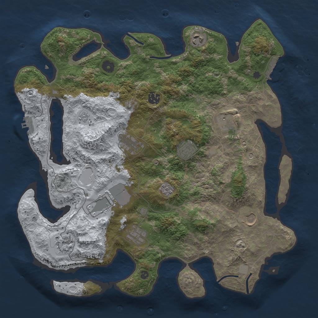 Rust Map: Procedural Map, Size: 3850, Seed: 1004231898, 19 Monuments
