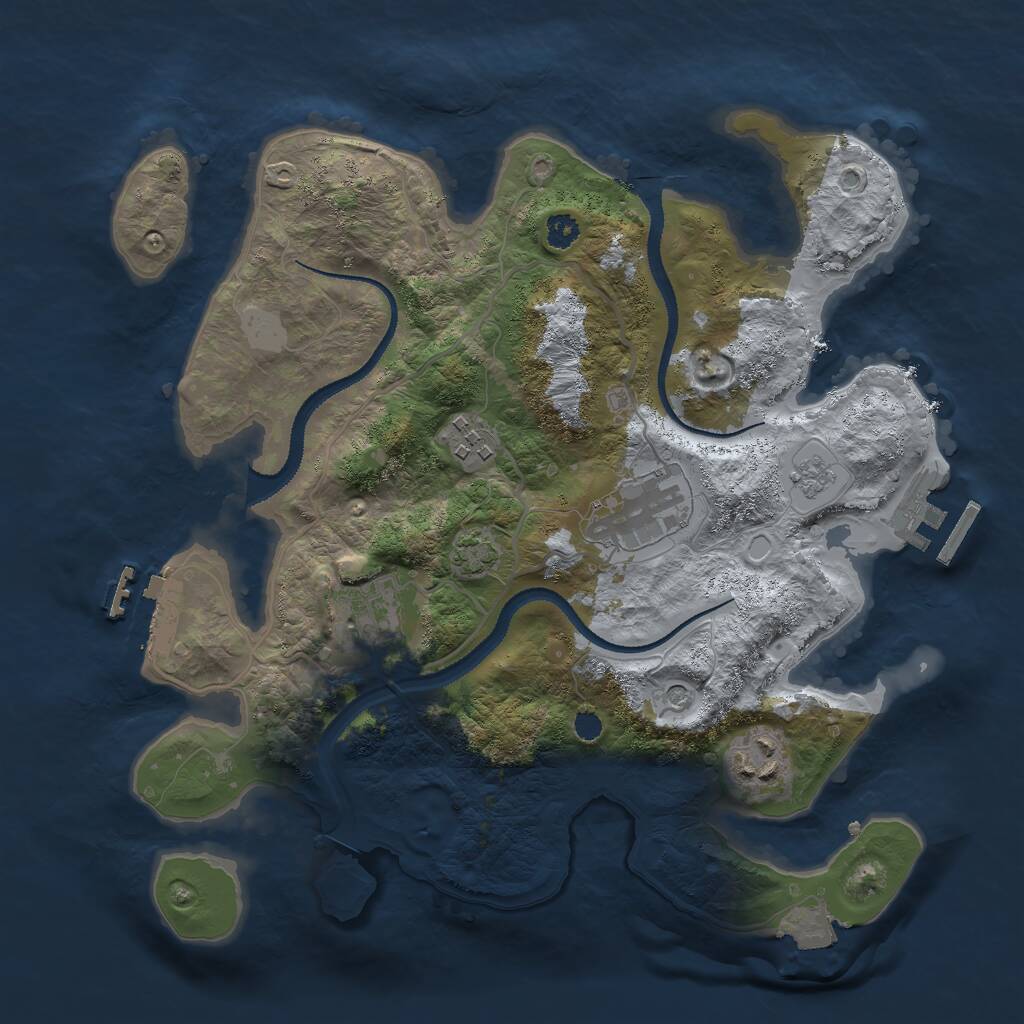 Rust Map: Procedural Map, Size: 3000, Seed: 1025418902, 10 Monuments