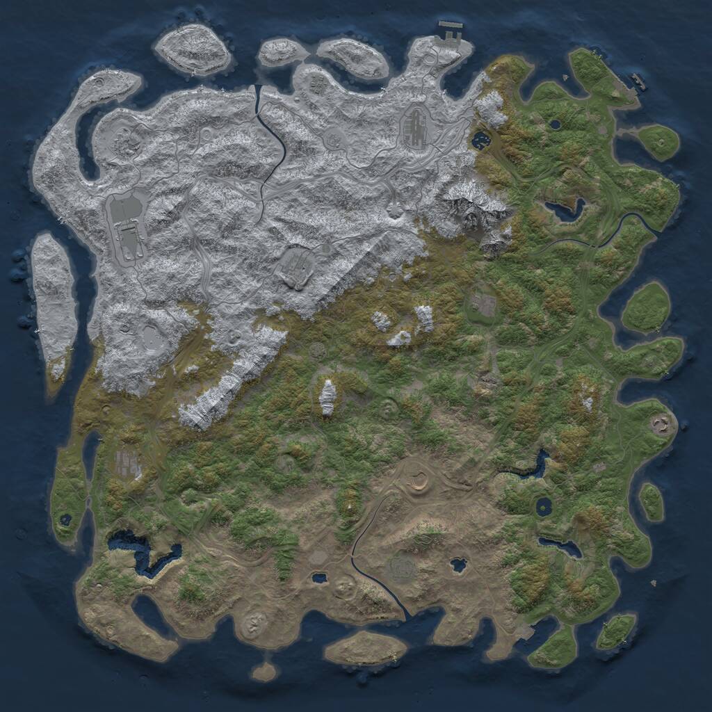 Rust Map: Procedural Map, Size: 6000, Seed: 70852803, 17 Monuments