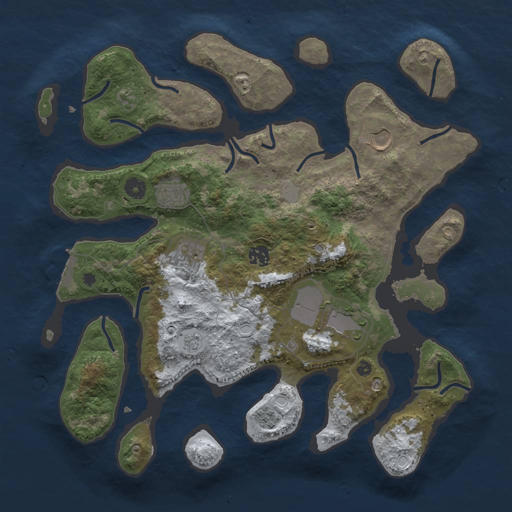 Rust Map: Procedural Map, Size: 3550, Seed: 775633, 13 Monuments