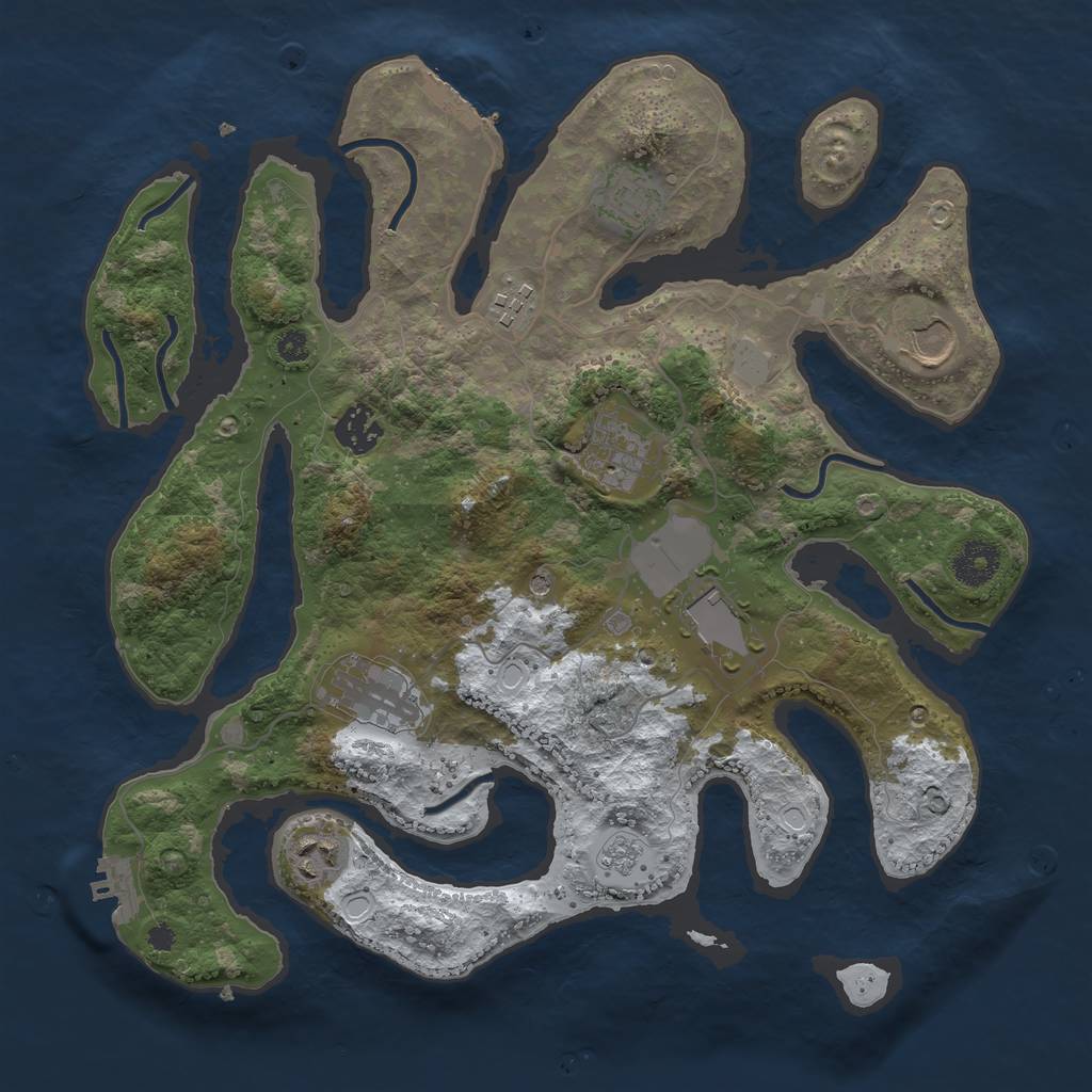 Rust Map: Procedural Map, Size: 3500, Seed: 1401605866, 17 Monuments