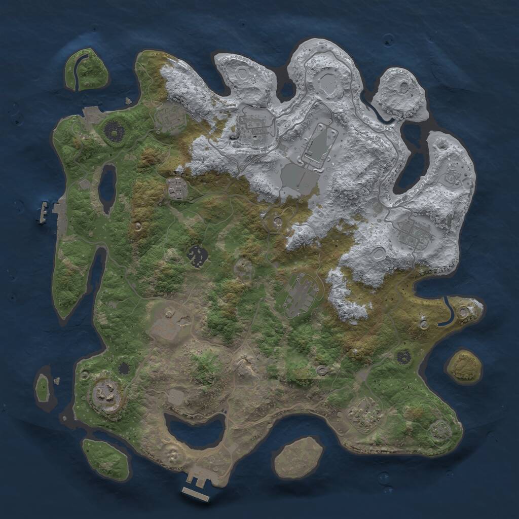 Rust Map: Procedural Map, Size: 3750, Seed: 1226146981, 16 Monuments